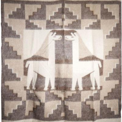 Vintage Reversible Peruvian Alpaca Wool Blanket