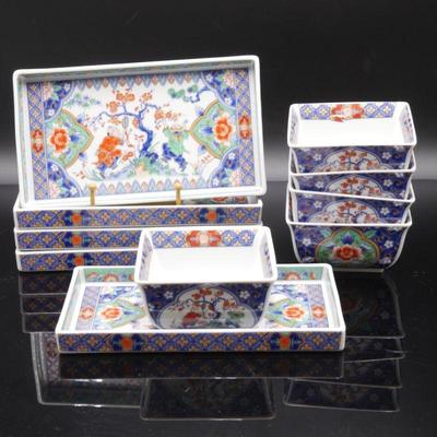 Lot of 10 Asian White China Serving Plates and Bowls