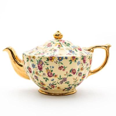 Sadler Chintz Wildflower Gilded Porcelain Teapot