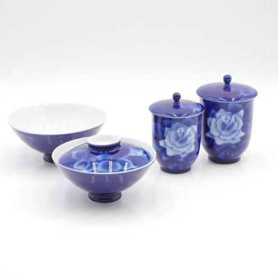 Set of 4 Cobalt Blue Japanese Porcelain Fine China