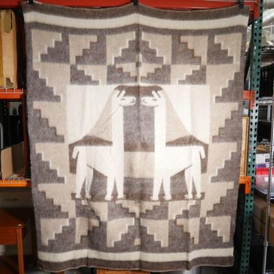 Vintage Reversible Peruvian Alpaca Wool Blanket