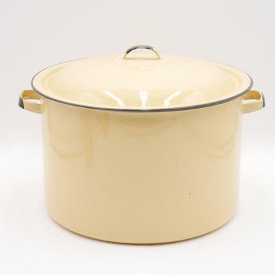 Cast Metal and Enameled Stock Pot with Lid