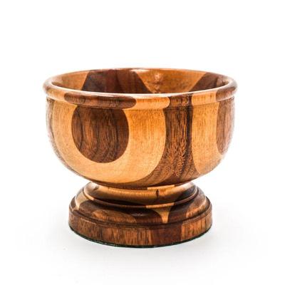 Small Carved Wood Pedestal Bowl