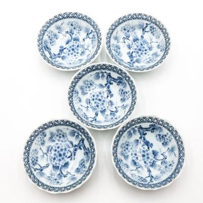 Takahashi Blue & White Porcelain Bowls (Set of 5)