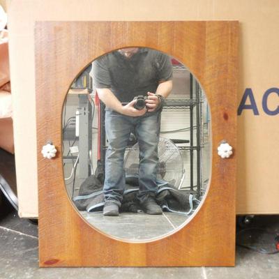 Mid-Century Teak Frame Oval Mirror