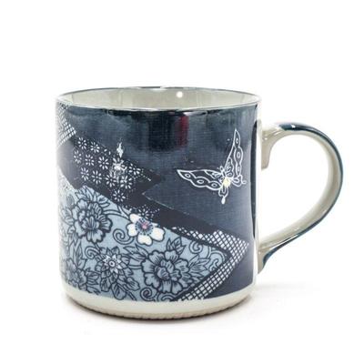 Small Stoneware Teacup w/Butterfly & Floral Motif