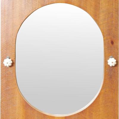 Mid-Century Teak Frame Oval Mirror
