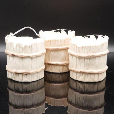 Set Of 3 Ceramic Bucket Shaped Pot Planters