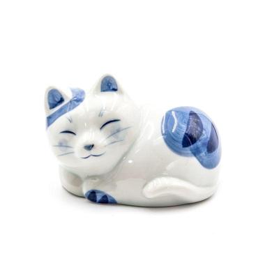 Blue & White Porcelain Cat Incense Holder