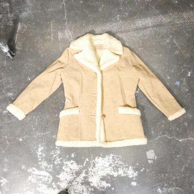 Vintage Town 'n Ranch Faux Suede Sherpa Jacket, Ladies Small