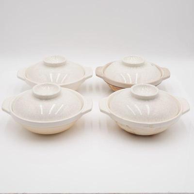 Set of 4 Vintage Japanese Clay Rice Pots