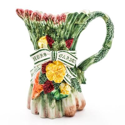 Fitz & Floyd 1996 Hand Painted 1-1/4 Quart Garden Pitcher