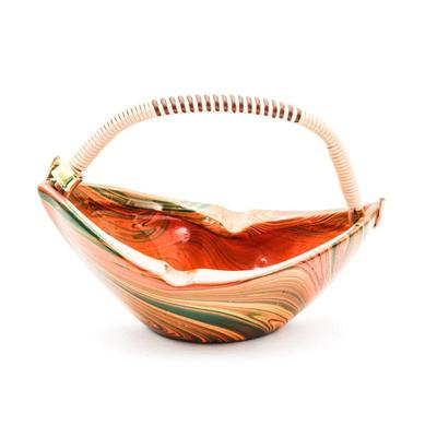 Striped Orange Ceramic Ashtray Basket