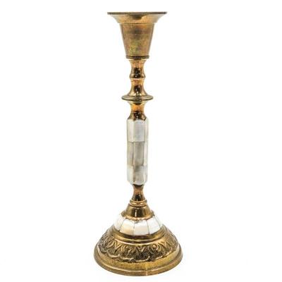 Brass w/Mother of Pearl Candle Holder