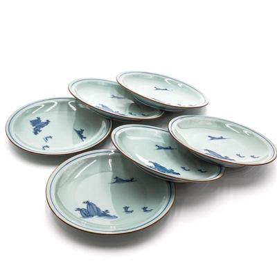 Set of 6 Small Plates w/Sailboat & Island Motif
