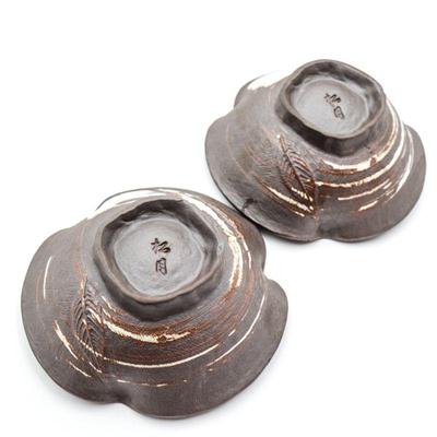 Pair of Small Ceramic Bowls w/Leaf & Flower
