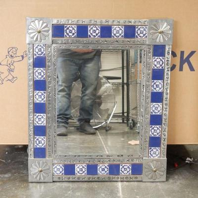 Punched Tin & Talavera Tile Wall Mirror