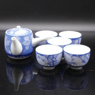 Japanese Blue China Tea Set (Set of 6)