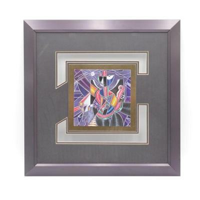 Juan Quevedo "Musica I" Surrealistic Signed Framed Art