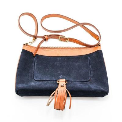 Coronado Black Suede & Tan Leather Clutch Handbag