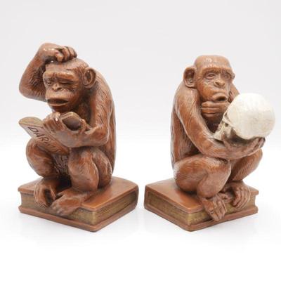 Pair of Vintage Progressive Art Monkey Bookends