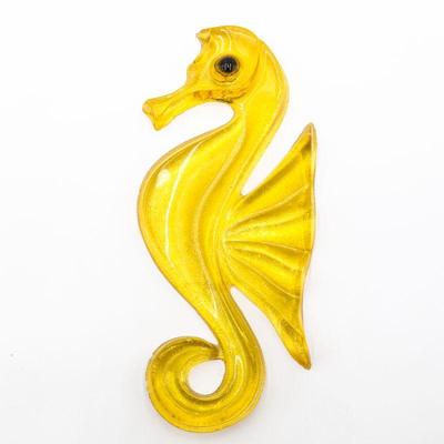 Glittery Yellow Resin Seahorse
