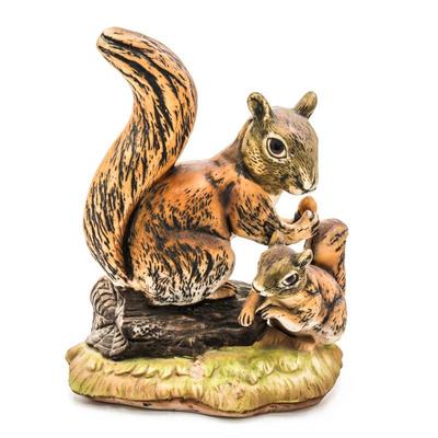Ceramic Squirrel & Baby Figurine
