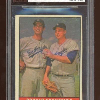 1961 Topps #207 Dodger Southpaws Sandy Koufax Graded BVG 3.5