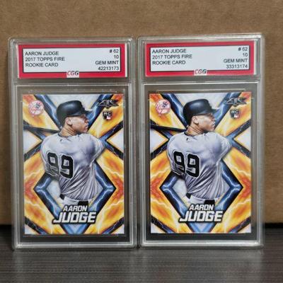 Aaron Judge 2017 Topps Fire Rookie Card Graded Gem-Mint 10 (2) Card Lot