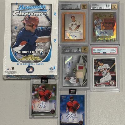 Mike Trout Rookie Auto Lot w/ 2011 Topps RC PSA 10, 2011 Chrome Box & More