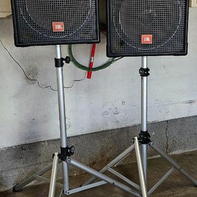 Pair of JBL - MR Series - Model MR825 Loudspeakers with stands.