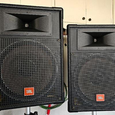 Pair of JBL - MR Series - Model MR825 Loudspeakers with stands.