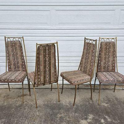 Set of 4 Vintage wrought iron high back chairs.