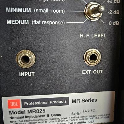 Pair of JBL - MR Series - Model MR825 Loudspeakers with stands.