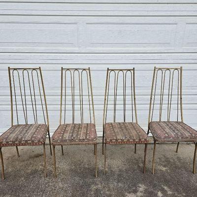 Set of 4 Vintage wrought iron high back chairs.