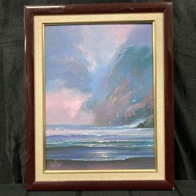 Ct194 ocean and seagulls painting