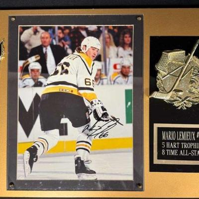 Ct139v mario lemieux signed photo plaque