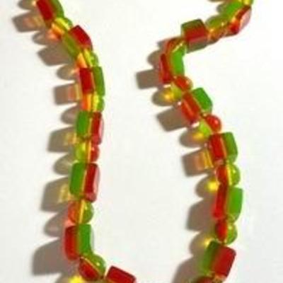Vintage Celluloid Lime Watermelon Beaded Necklace 