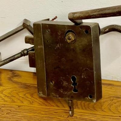 Signed Lancaster Antique Elbow Lock With Key And Handle