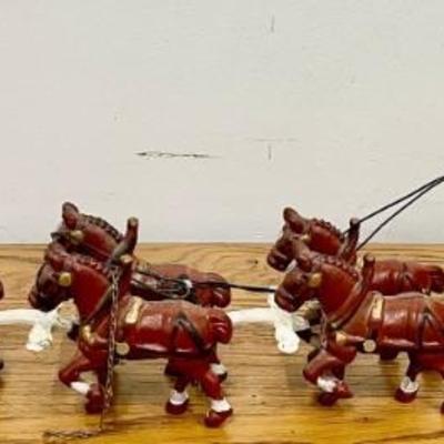 Highlander House Cast Iron 8 Clydesdale Beer Wagon With Drivers And Wood Barrels (as Is)
