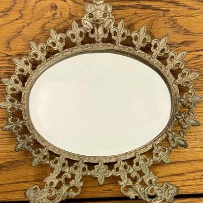 Antique Cast Iron Beveled Vanity Mirror