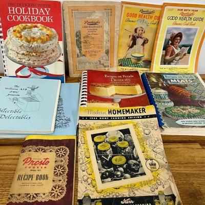 Assorted Antique Cook Books - Good Health Guide, Holiday, Recipes On Parade, And More