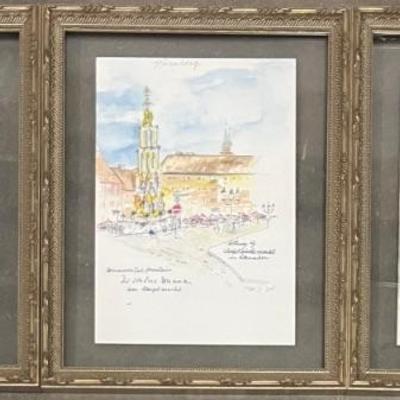(3) Small MJW Fine Arts Framed Prints