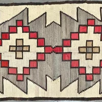 74" X 44" Hand Woven Navajo Geometric Rug (as Is)