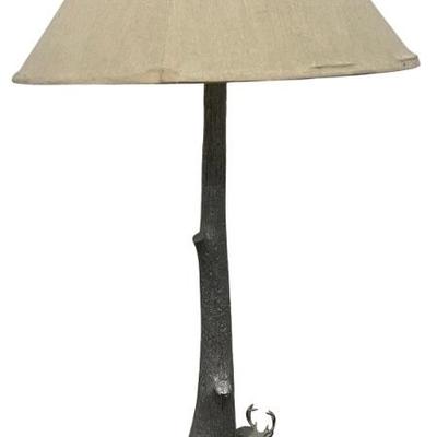 Silver Resin 34.5" Stag Table Lamp With Pine Cone Finial 