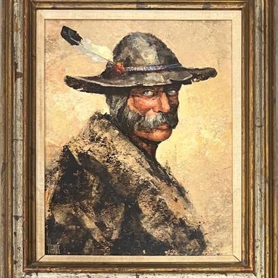 Vintage Original Laurence Harris Acrylic Portrait In Custom Frame