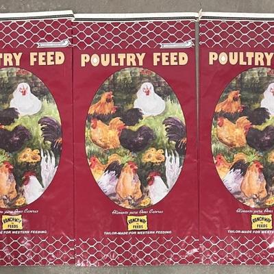 (3) Vintage Ranch -way Poultry 50 Pound Feed Bags 