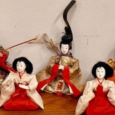 (7) Vintage Japanese Samurai Warrior Dolls