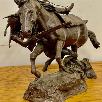 Rusty Phelps 1974 Limited Edition Horse And Indian Bronze 2 Of 15