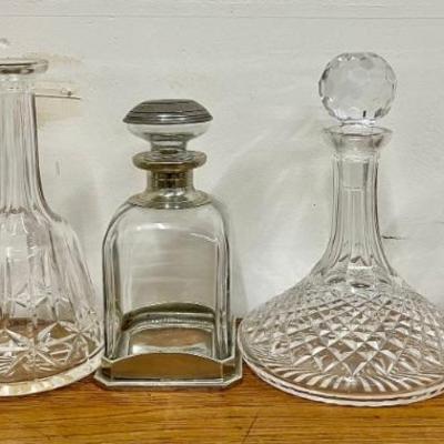 (5) Vintage And Antique Crystal And Glass Decanters - (2) With Stoppers